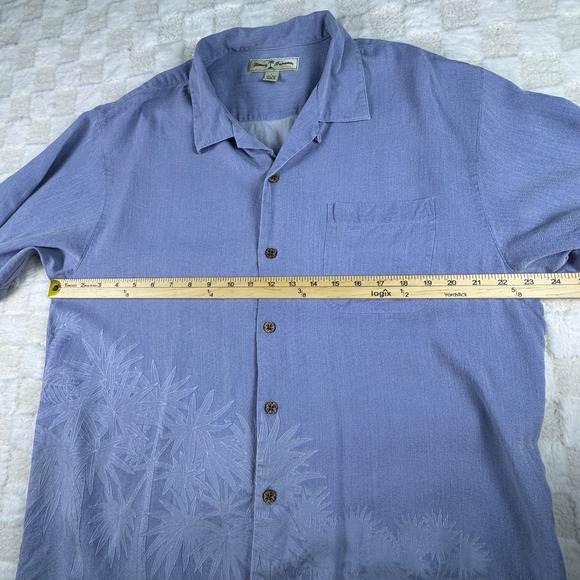Tommy Bahama Silk Button Down Shirt Men's L Blue Palm Tree Tropical - Picture 10 of 14